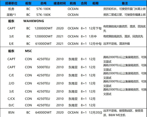持續(xù)招募|廈門(mén)華洋岸基、散貨、集裝箱船隊(duì)多職位招募需求！11月29日